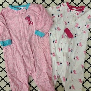 Gerber Cotton Sleepers Size 3-6 Months Pink Giraffe